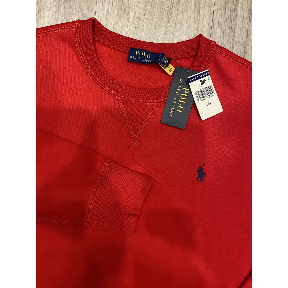 Polo Ralph Lauren Pullover Red Crew Neck Sweater Split Bottoms Large New NWT$148